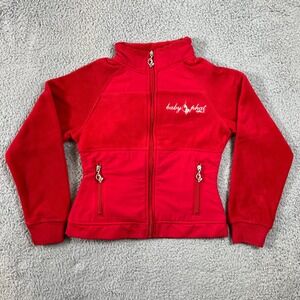 Baby Phat Girls Red Fleece Track Jacket Full Zip Cat Logo & Headband Size M NWT